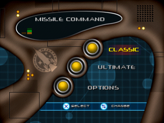 Missile Command title screen for Playstation